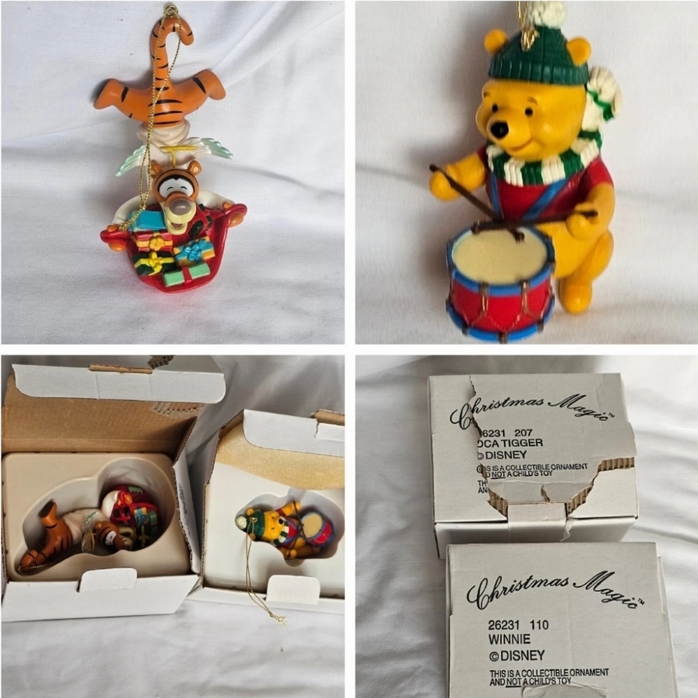 Disney Christmas Magic Ornament Lot of 2 Tigger & Winnie the Pooh